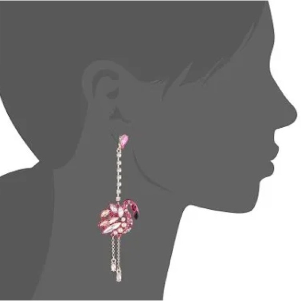 Betsey Johnson Flamingo Linear Drop Earrings - Picture 3 of 5
